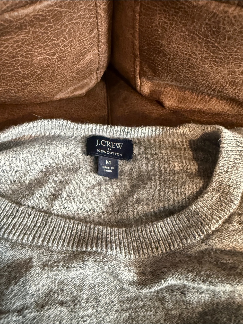 J. Crew Light Gray Cotton Crewneck Sweater